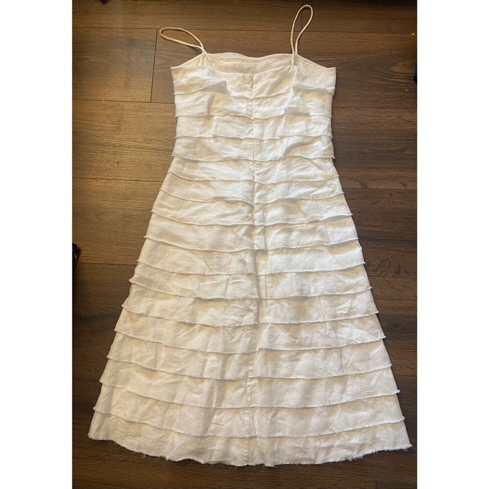 EUC J.Crew Linen white Midi dress ruffle JCrew J Crew sz: 4